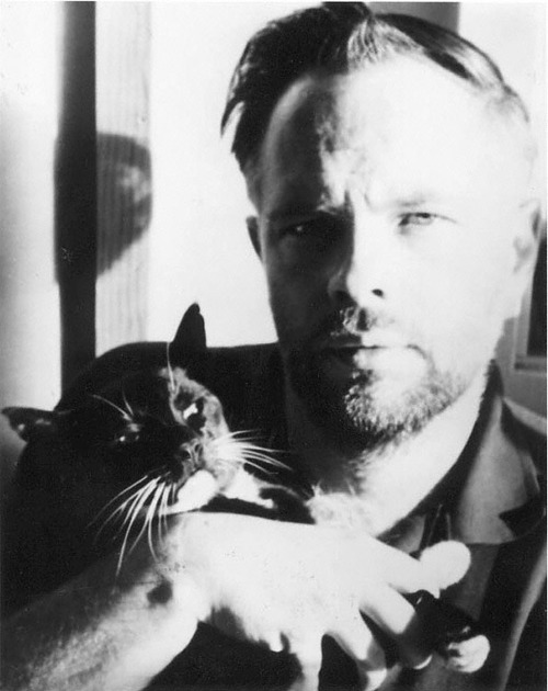 Philip K. Dick con su gato